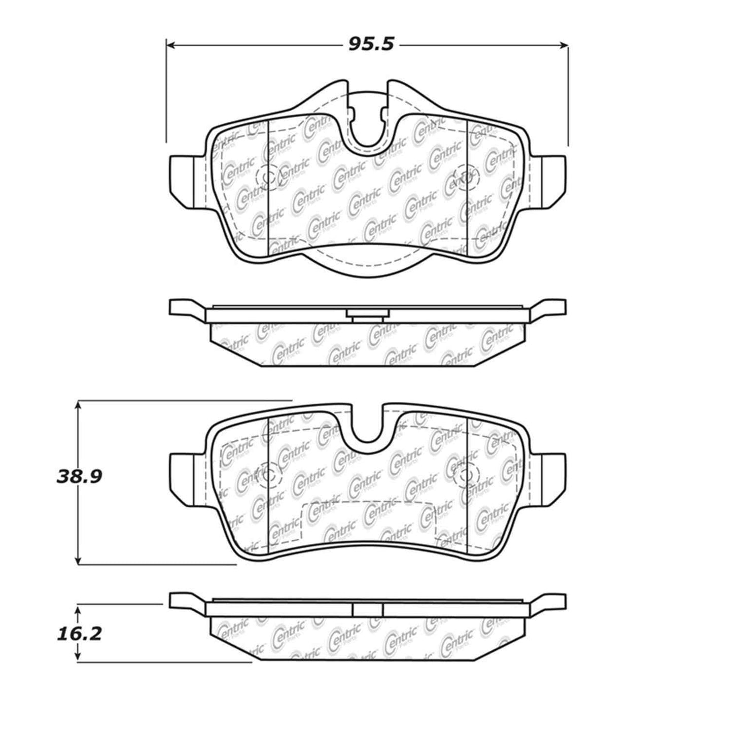 Centric Parts Disc Brake Pad Set Semi-Metallic with Shims for 2007-2015 Mini Cooper 102.13090