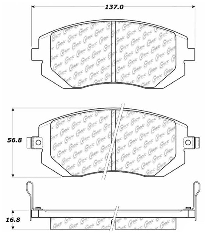 Centric Parts Disc Brake Pad Set C-Tek Ceramic with Shims for 2006-2015 Subaru & Saab models 103.09290