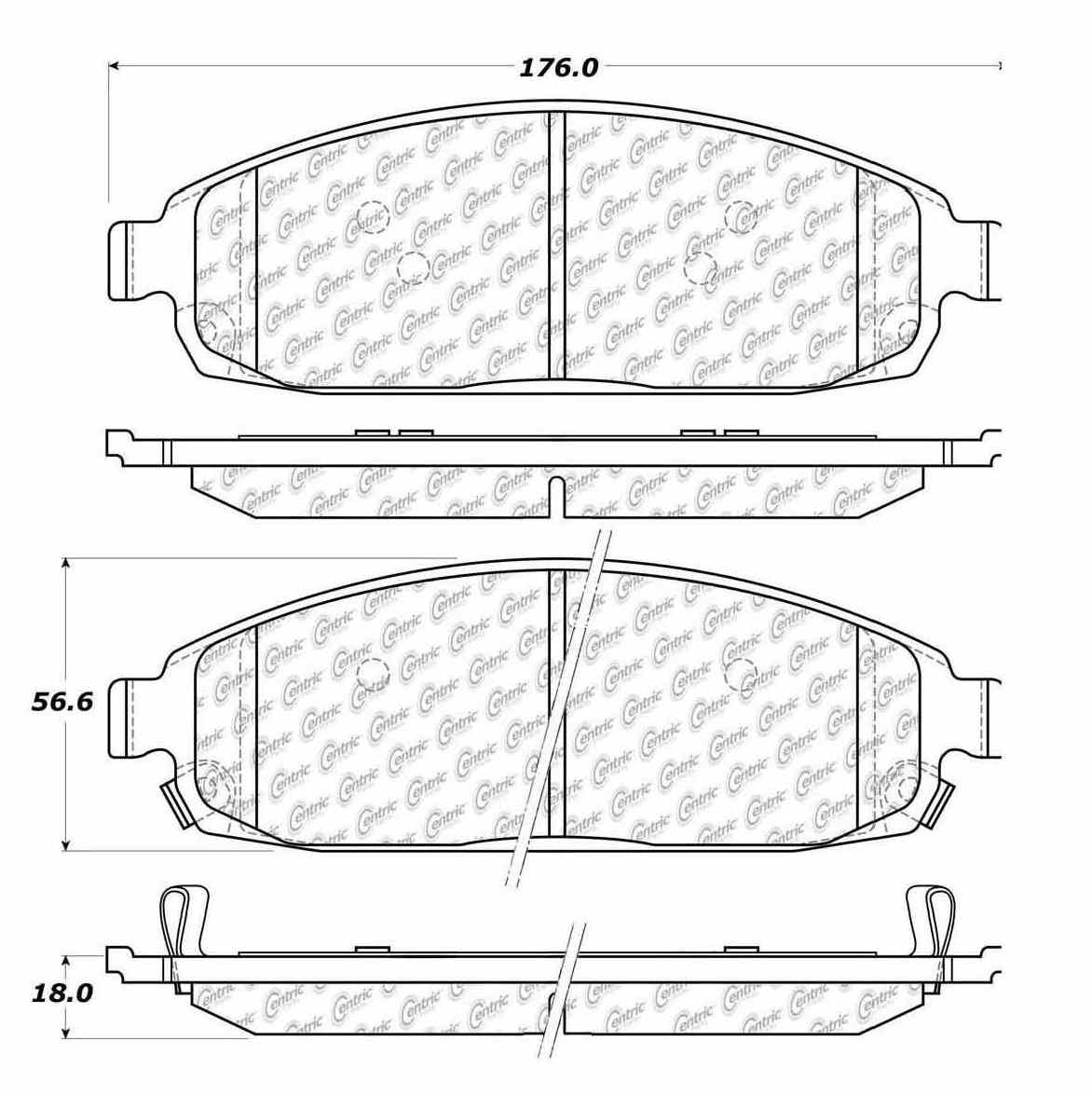 Centric Parts Disc Brake Pad Set Ceramic with Shims for Jeep Commander 2006-2010 Grand Cherokee 2005-2010 103.10800