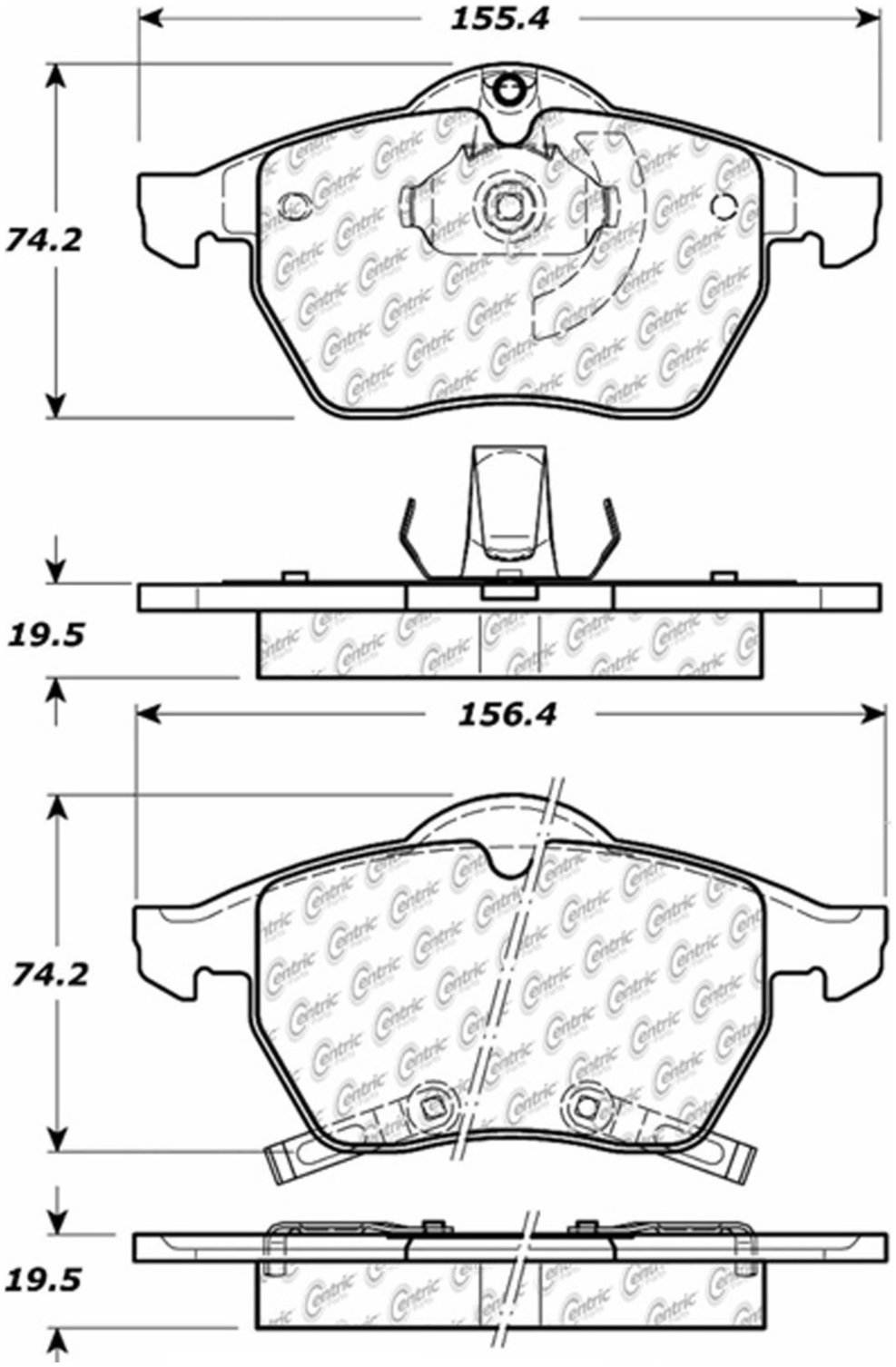 Centric Parts Disc Brake Pad Set Semi-Metallic with Posi Quiet for 1996-1999 Audi A4 Quattro S3 Volkswagen Passat 104.07360
