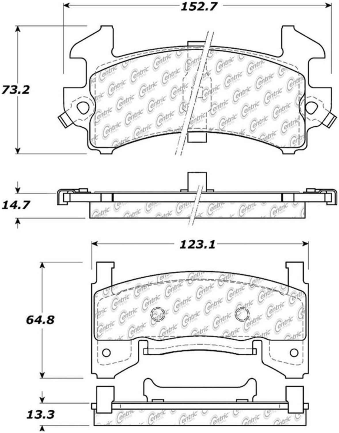 Centric Parts Disc Brake Pad Set Posi Quiet Ceramic with Shims and Hardware 105.01540