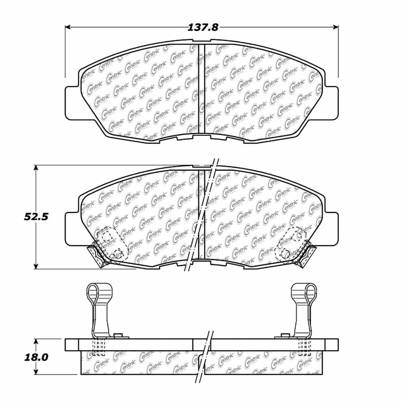 Centric Parts Disc Brake Pad Set Posi Quiet Ceramic with Shims and Hardware for 1997-1999 Acura CL 1997-2000 Honda Accord 105.04650