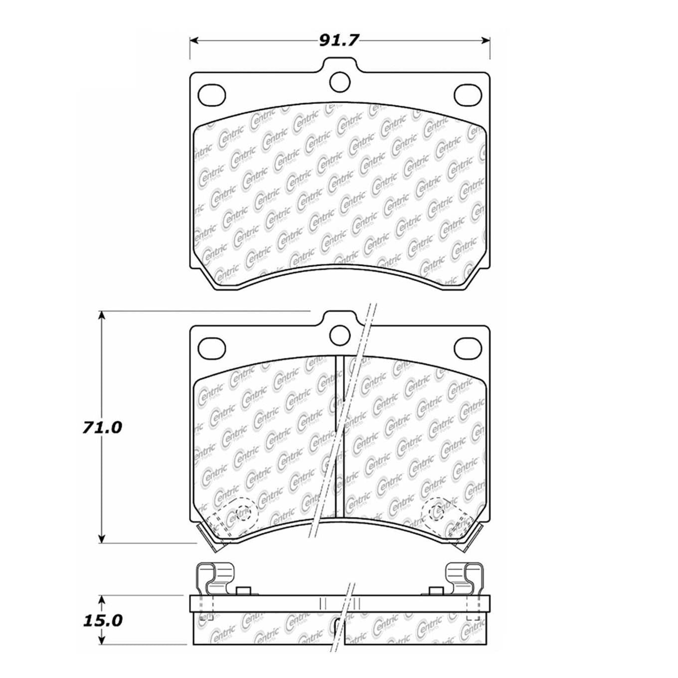 Centric Parts Disc Brake Pad Set Posi Quiet Ceramic with Shimmed for 1991-2003 Ford Escort, 1992-1996 Mazda MX‑3, 1990-1998 Protege, 1991-1999 Mercury Tracer 105.04730