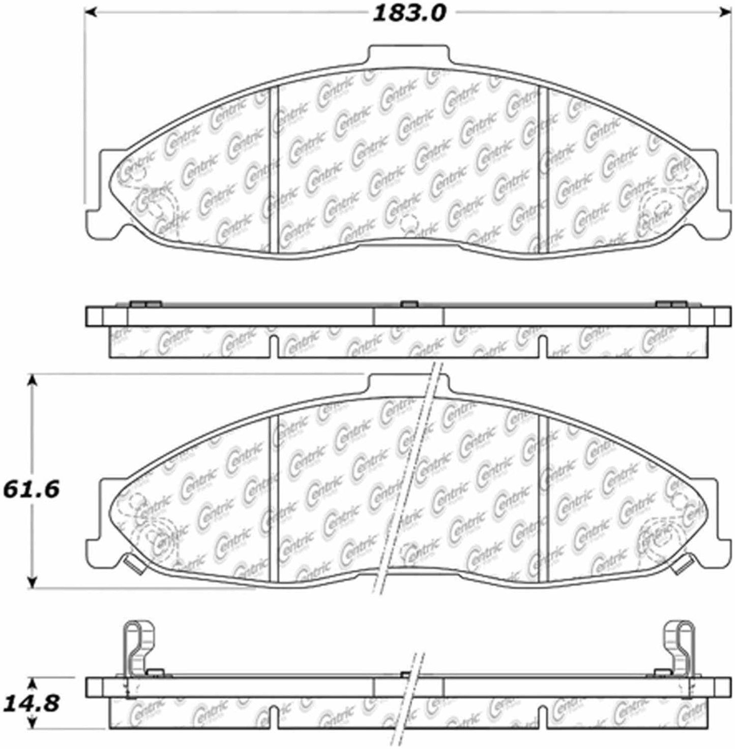 Centric Parts Disc Brake Pad Set Posi Quiet Ceramic with Shimmed for 1998-2002 Chevrolet Camaro Pontiac Firebird 105.07490
