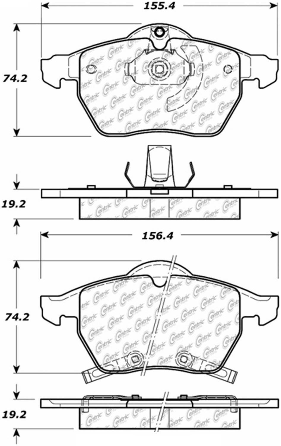 Centric Parts Disc Brake Pad Set Posi Quiet Ceramic with Shims for 1997-2010 Saab 9-3, 9-5 and Saturn L100-L300