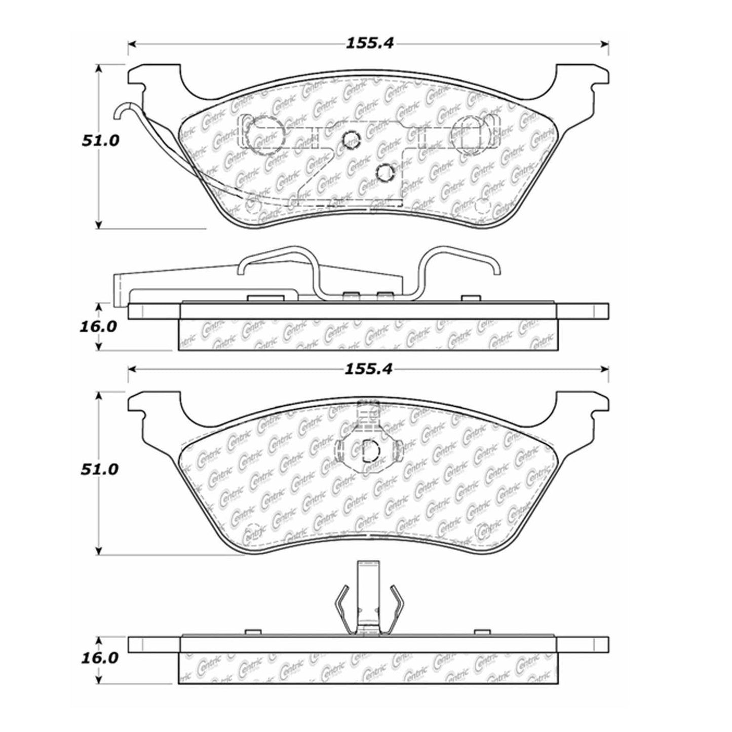 Centric Parts Disc Brake Pad Set Posi Quiet Ceramic with Shims for 2001-2008 Chrysler Town & Country Voyager Dodge Caravan Grand Caravan 105.08580
