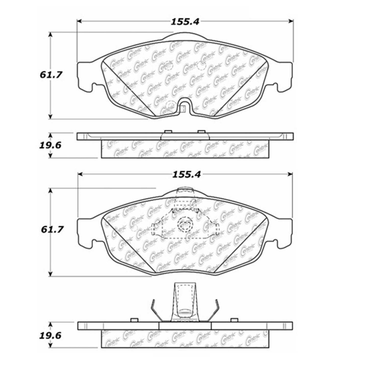 Centric Parts Disc Brake Pad Set Posi Quiet Ceramic with Shims for 2001-2010 Chrysler Cirrus Sebring Dodge Stratus 105.08690