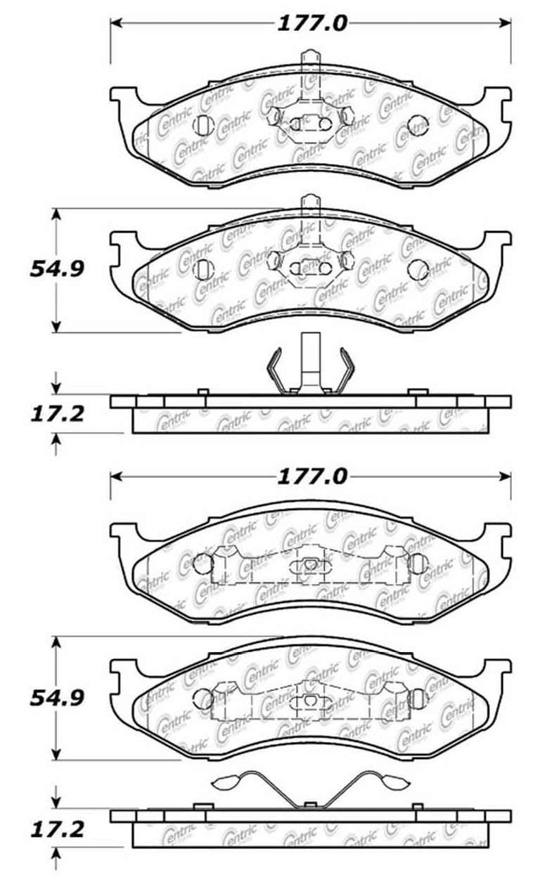 Centric Parts Disc Brake Pad Set Posi Quiet Extended Wear for Jeep Cherokee 1990-2006 106.04770