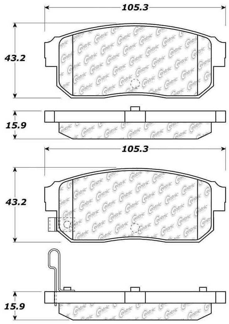 Centric Parts Disc Brake Pad Set Posi Quiet Extended Wear with Shims and Hardware for 2000-2006 Infiniti G20 I30 I35 Nissan Maxima Sentra 106.09000