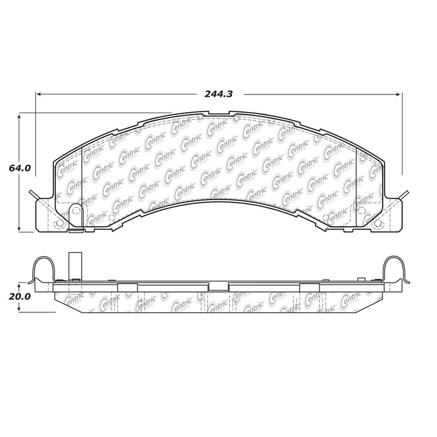 Centric Parts Disc Brake Pad Set Posi Quiet Extended Wear with Shims and Hardware for 2008-2010 Dodge Ram 4500/5500, 2011-2021 Ram 4500/5500