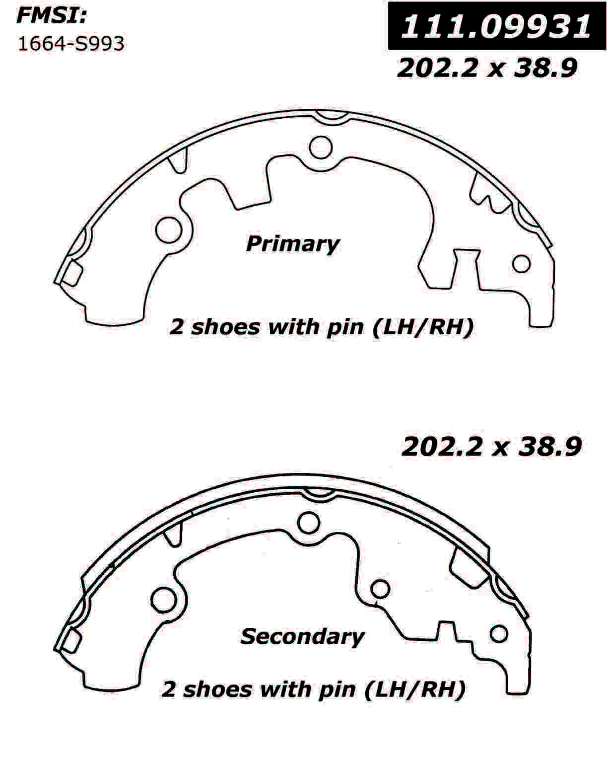 Centric Parts Drum Brake Shoe 111.09931