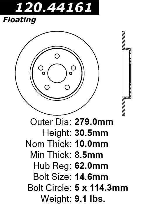 Centric Parts Disc Brake Rotor Premium with E-Coat anti-corrosive 120.44161