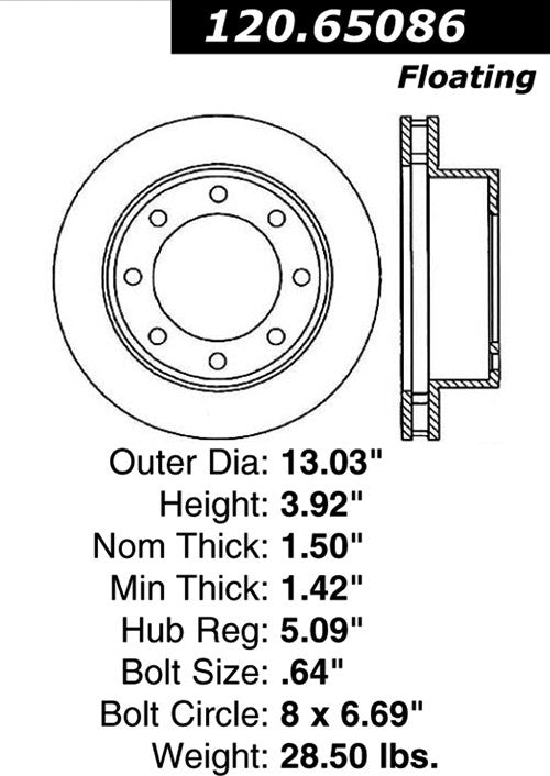 Centric Parts Disc Brake Rotor Premium with E-Coat 120.65086