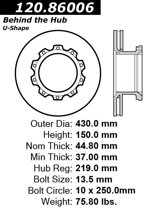 Centric Parts Air Disc Brake Rotor D1369 ADB22x ADB225 120.86006