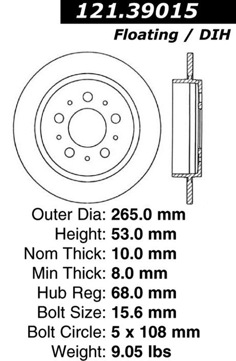 Centric Parts Disc Brake Rotor with Non-Directional Finishes 121.39015