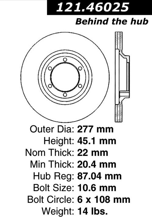 Centric Parts Disc Brake Rotor Standard with Non-Directional Finishes for 1989 Dodge Raider, Ram 50 1993-1987, Mitsubishi Mighty Max 1994-1986, Montero 1992-1989 121.46025
