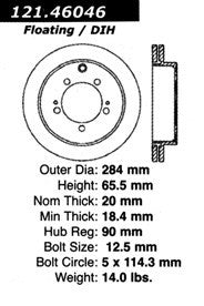 Centric Parts Disc Brake Rotor Standard with Non-Directional Finishes for 1993-1995 Mitsubishi Diamante 121.46046