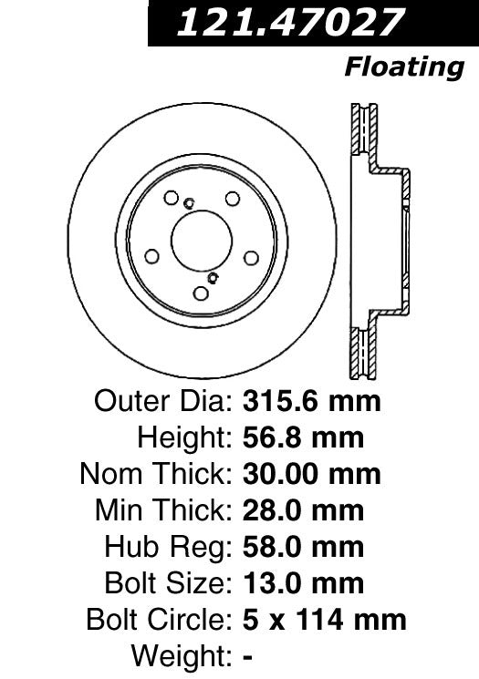 Centric Parts Disc Brake Rotor 121.47027
