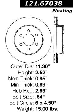 Centric Parts Disc Brake Rotor Standard with Non-Directional Finishes for 1997-2002 Dodge Dakota 2002-1998 Durango 121.67038