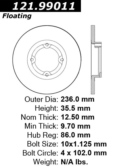 Centric Parts Disc Brake Rotor with Non-Directional Finishes for 121.99011