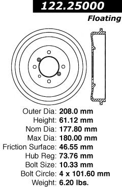 Centric Parts Brake Drum 122.25000