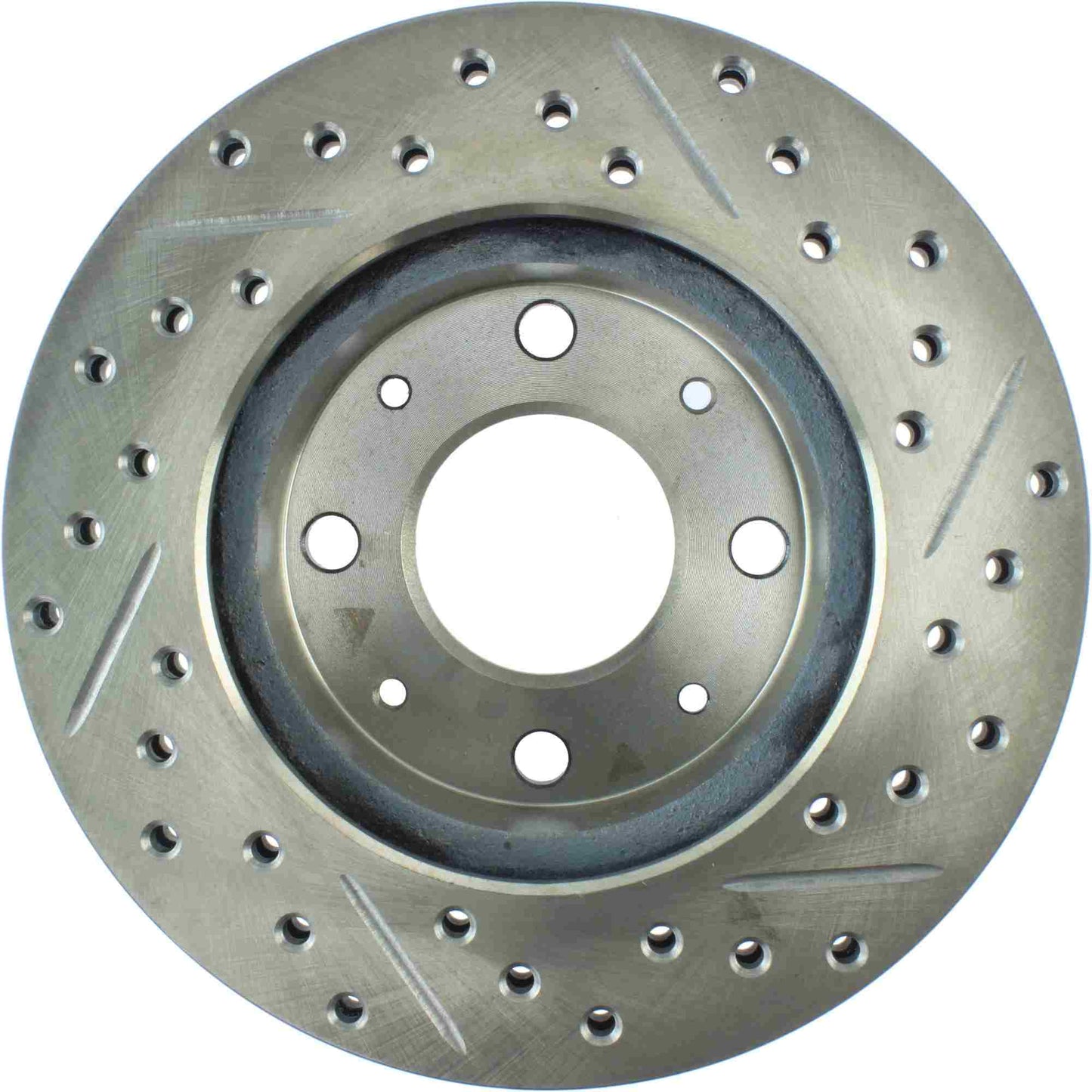 StopTech 90-91 Honda CRX HF 1.5L / 00-06 Honda Insight MIT/CVT Slotted & Drilled Right Front Rotor 127.40005R