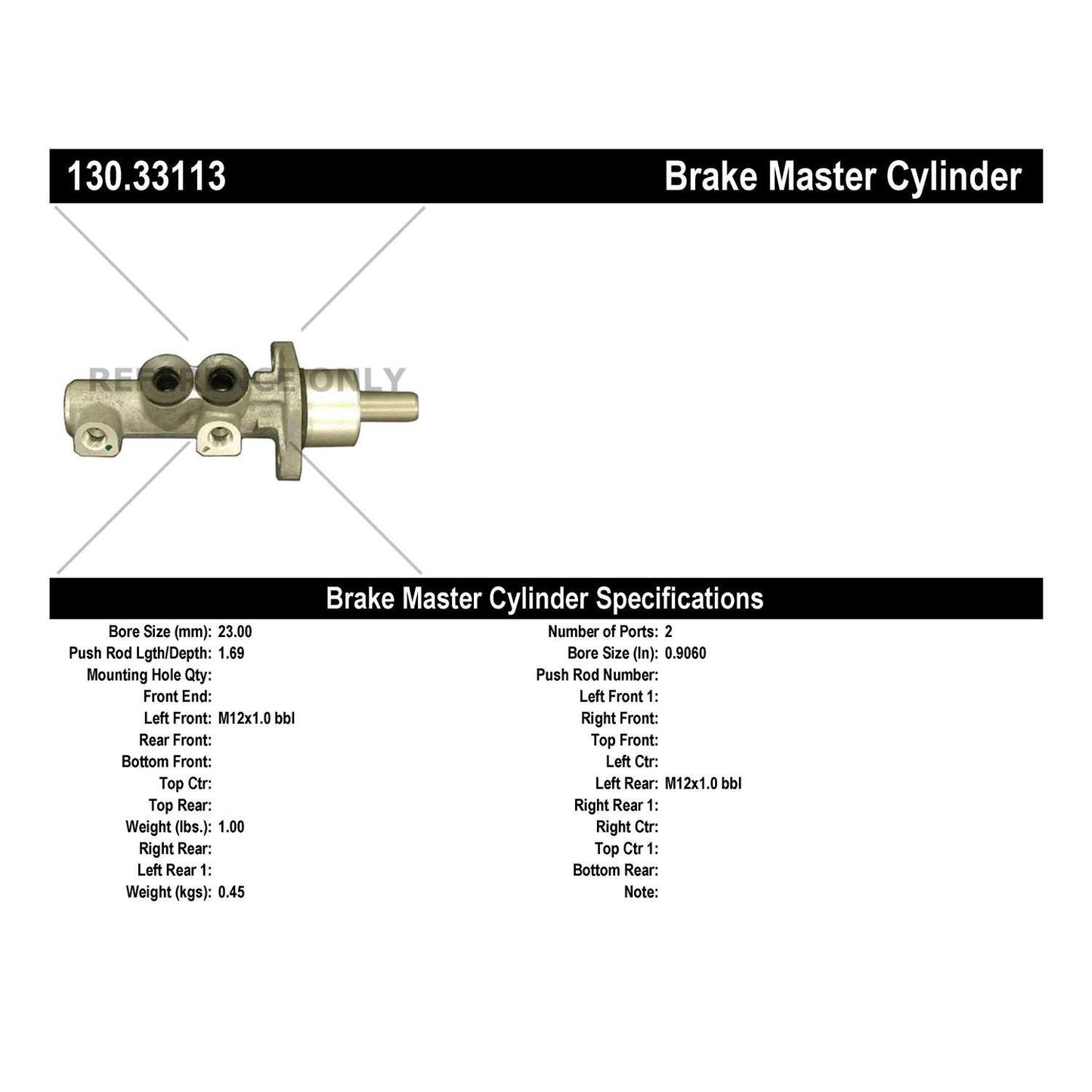 Centric Parts Brake Master Cylinder Premium for OEM fit 130.33113