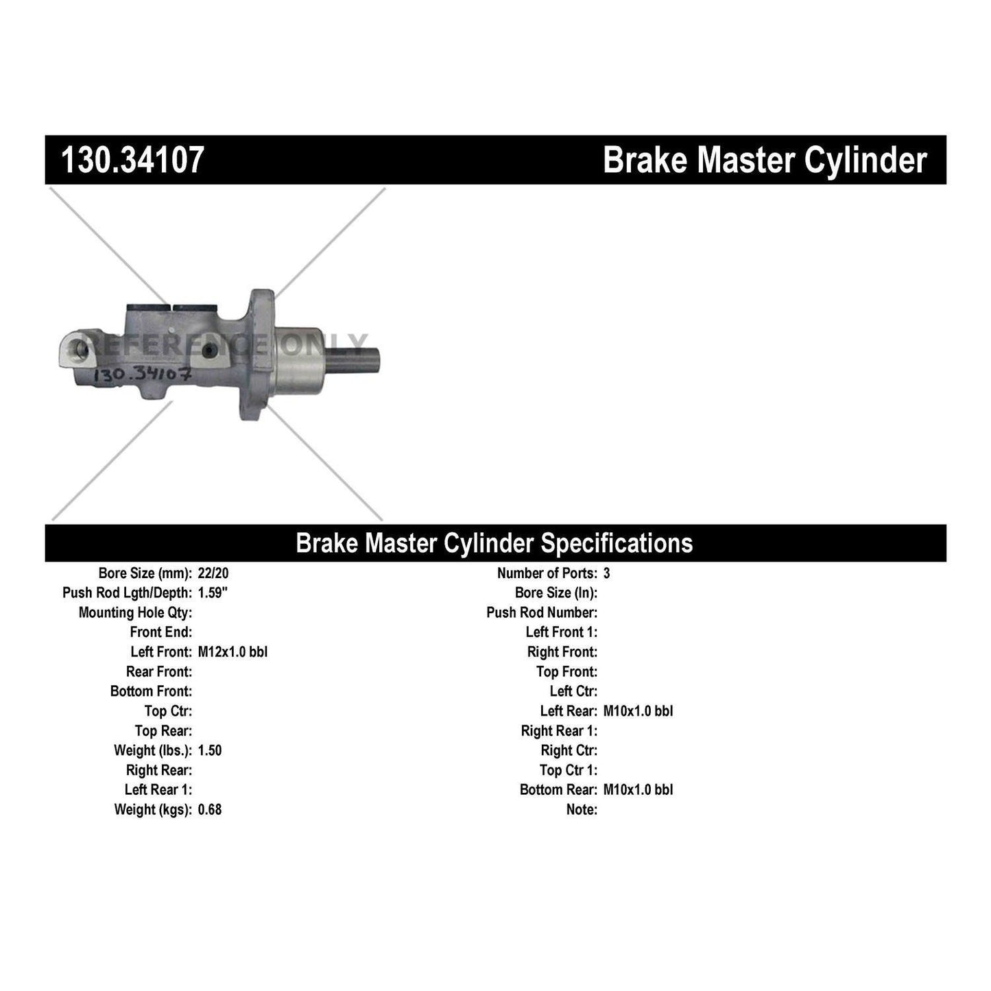 Centric Parts Premium Brake Master Cylinder 130.34107