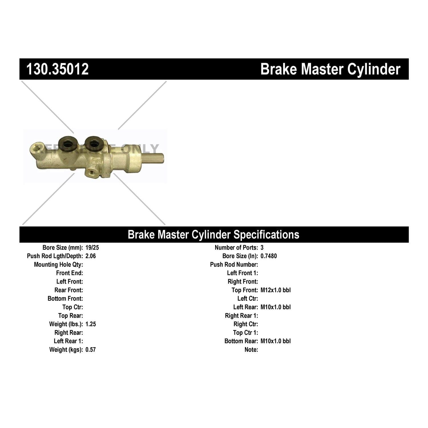 StopTech Premium Brake Master Cylinder 130.35012