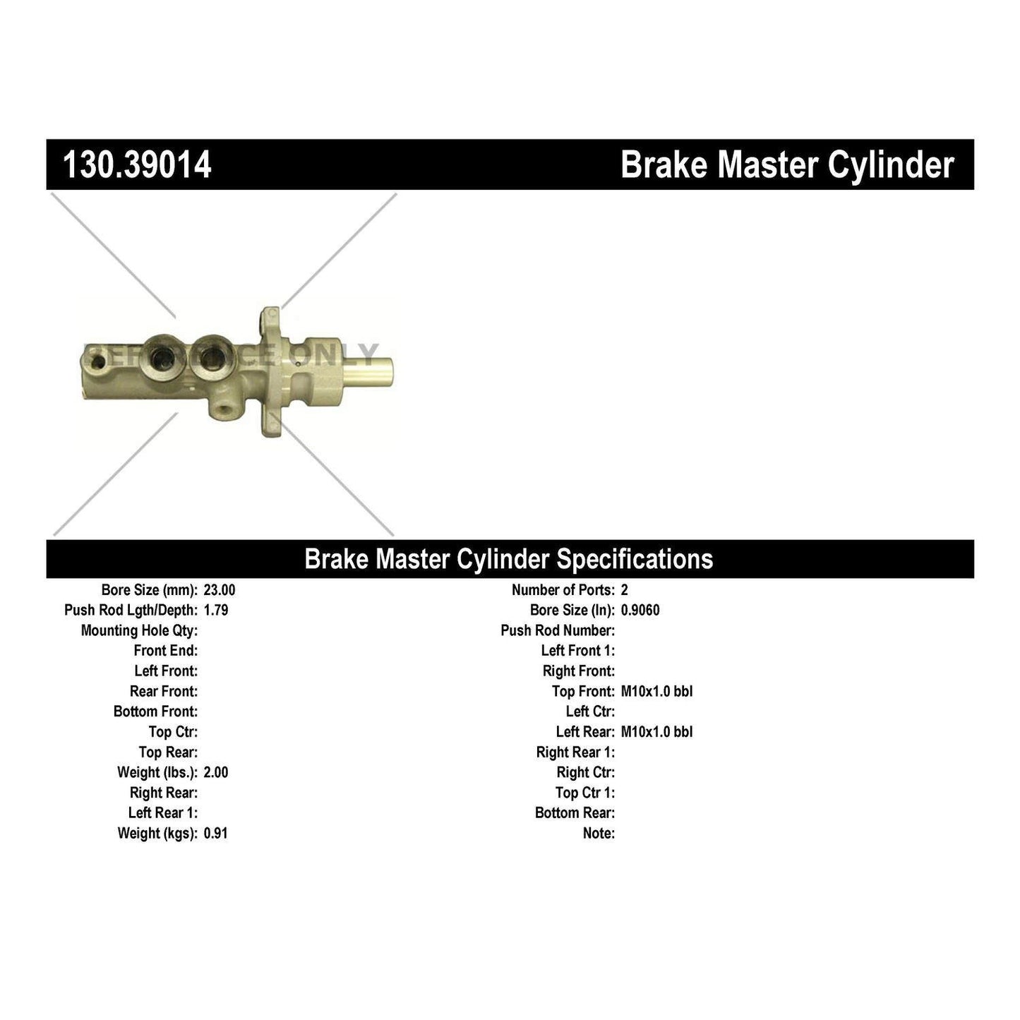 Centric Parts Premium Brake Master Cylinder 130.39014