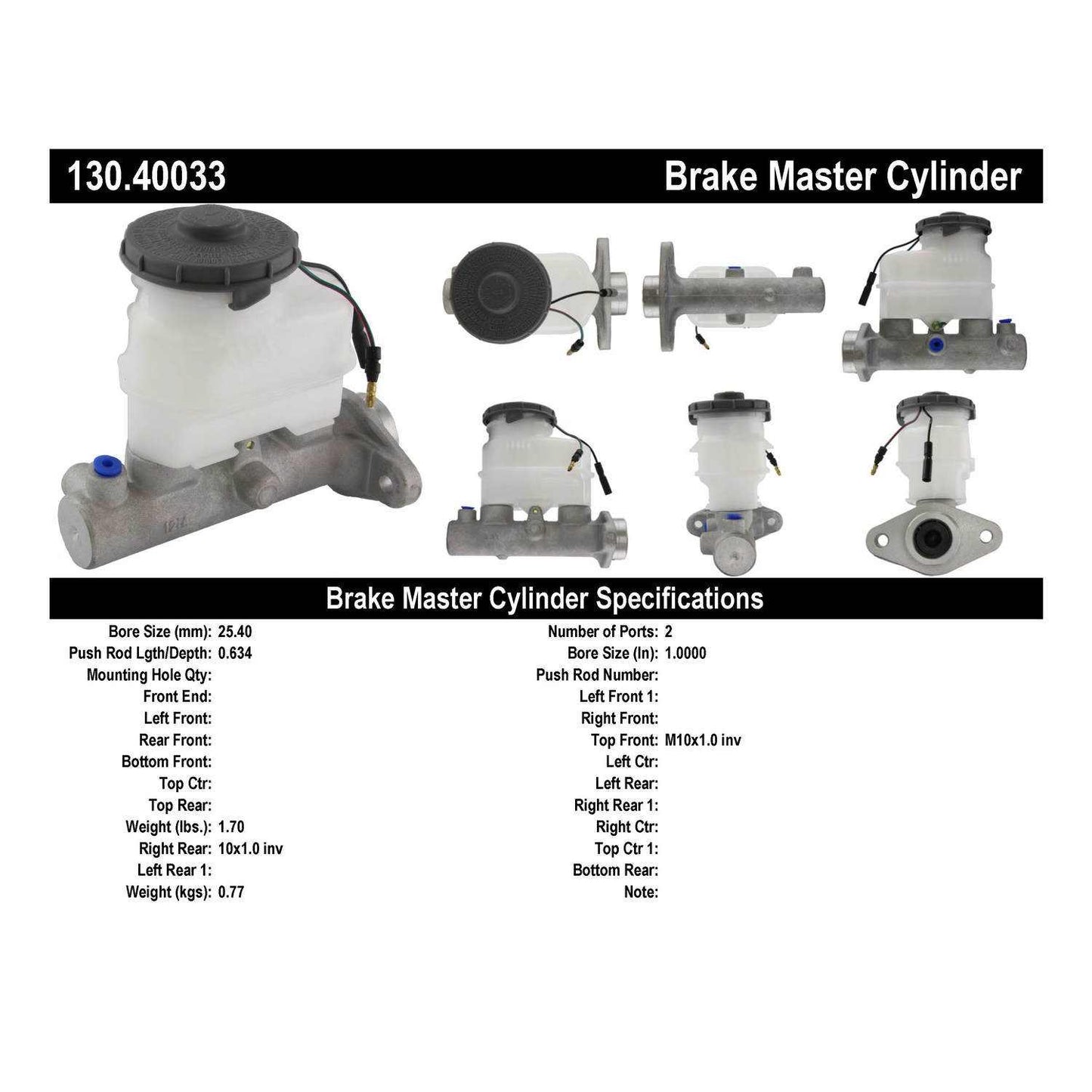 Centric Parts Premium Brake Master Cylinder 130.40033