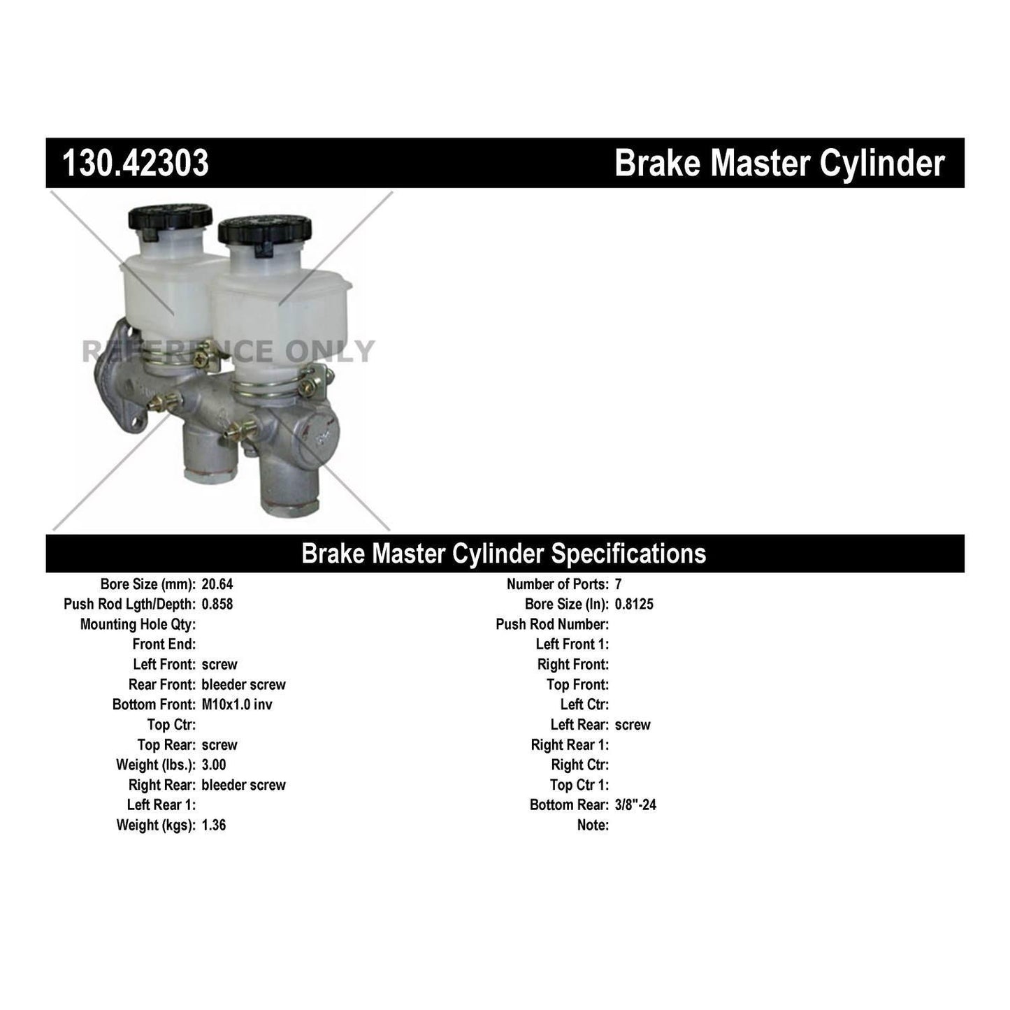 Centric Parts Premium Brake Master Cylinder 130.42303
