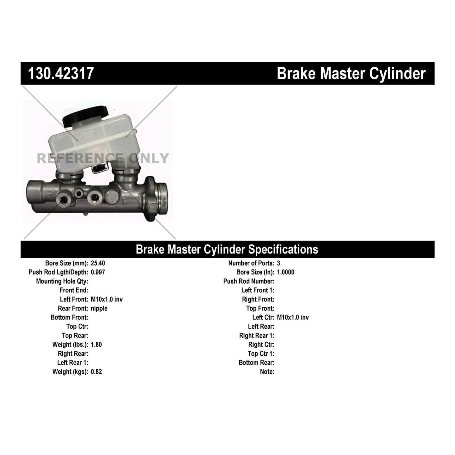 Centric Parts Brake Master Cylinder Premium for 2001 Infiniti QX4 and Nissan Pathfinder 1996-2001 130.42317