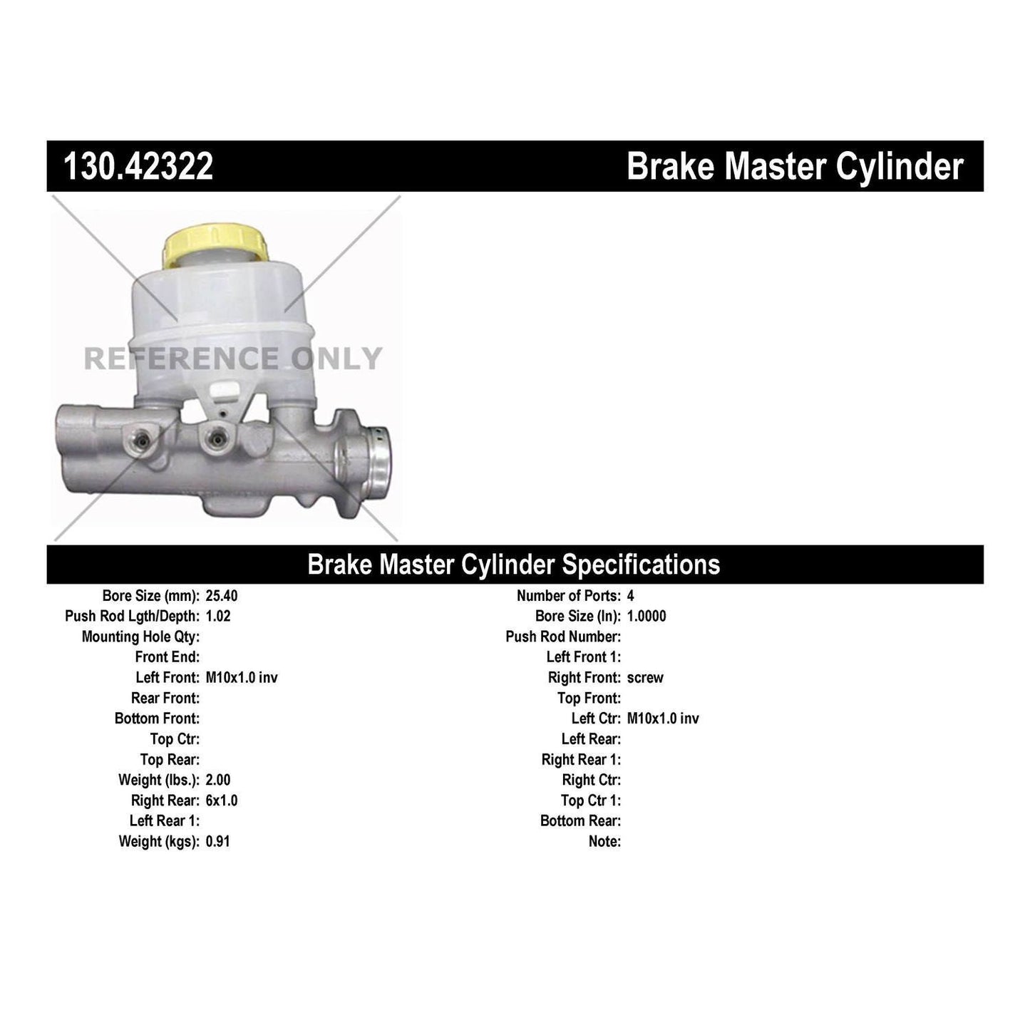 Centric Parts Premium Brake Master Cylinder 130.42322