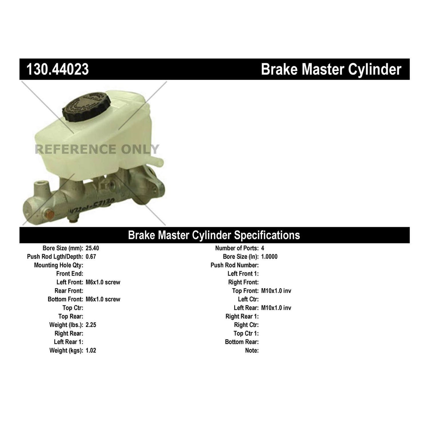 Centric Parts Brake Master Cylinder Premium for OEM fit 130.44023