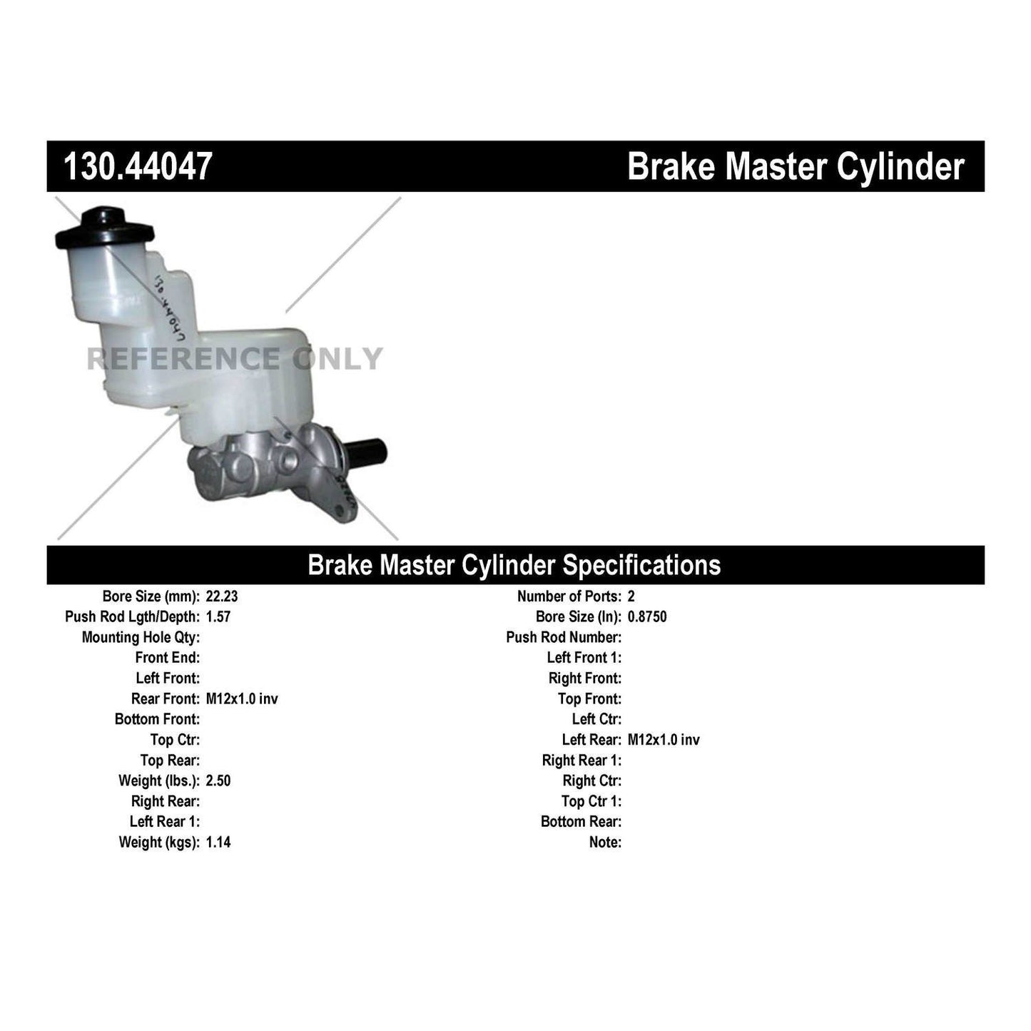 Centric Parts Brake Master Cylinder Premium for OEM fit 130.44047