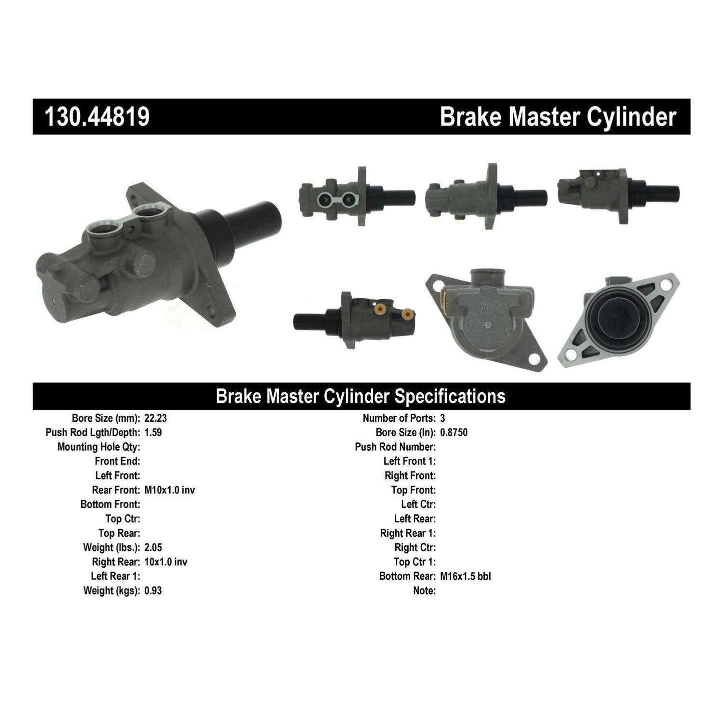 Centric Parts Premium Brake Master Cylinder 130.44819