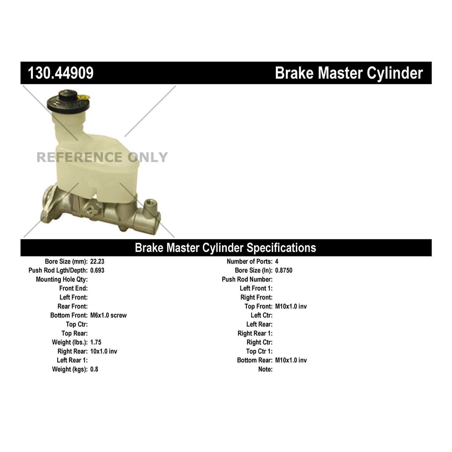 Centric Parts Brake Master Cylinder Premium for 1996-2000 Toyota RAV4 130.44909