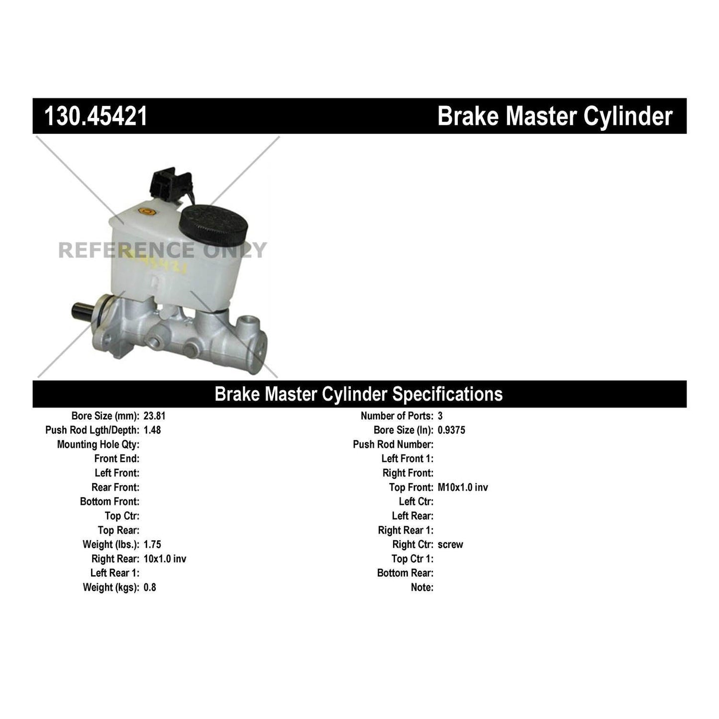 Centric Parts Brake Master Cylinder Premium for 2001-2003 Mazda Protege 130.45421