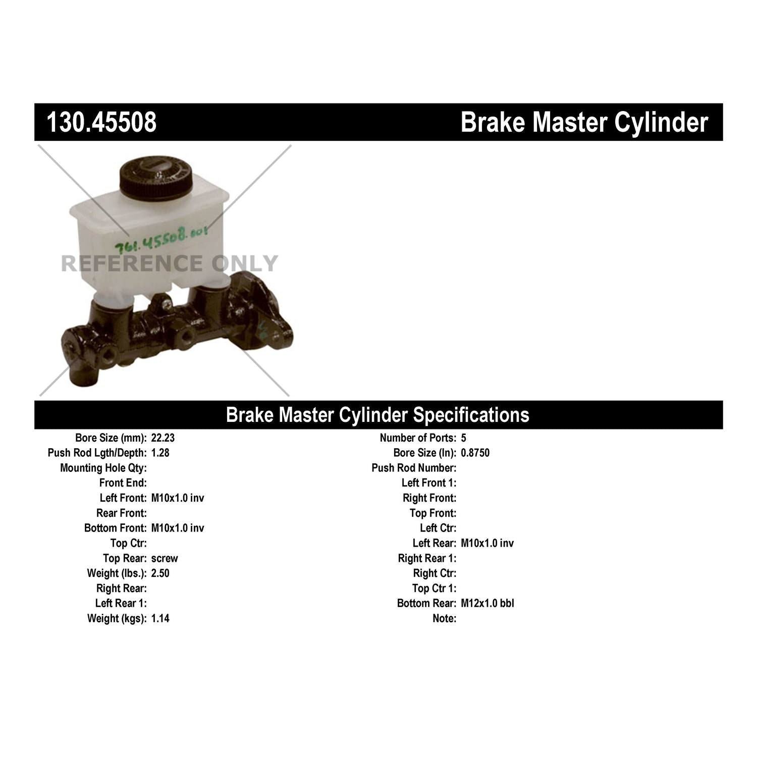 StopTech Premium Brake Master Cylinder 130.45508