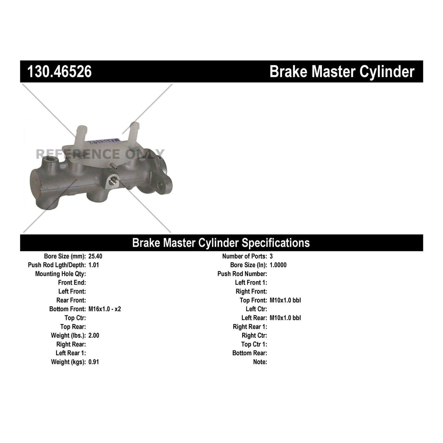 Centric Parts Brake Master Cylinder Premium for 2003-2005 Mitsubishi Outlander 130.46526
