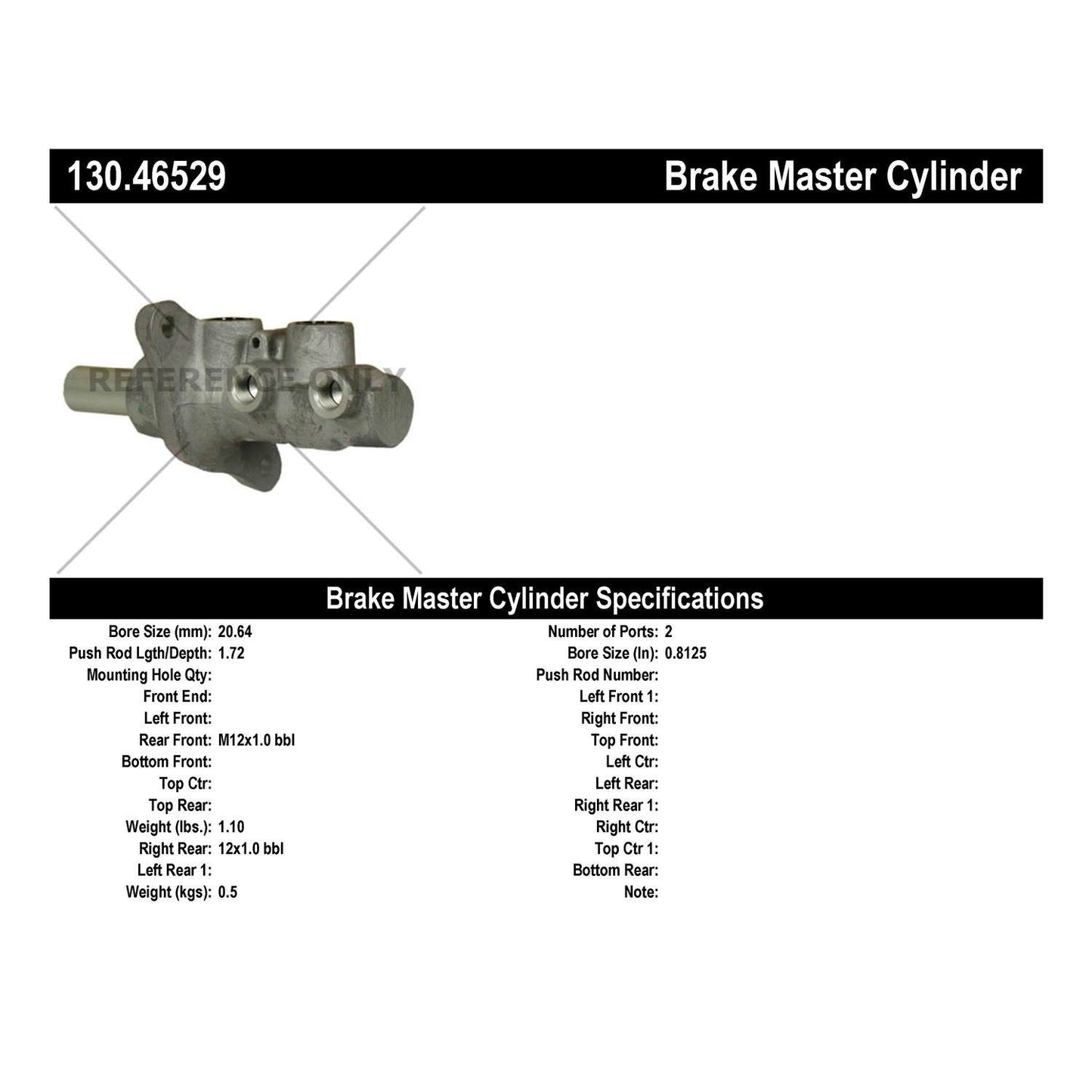 Centric Parts Premium Brake Master Cylinder 130.46529