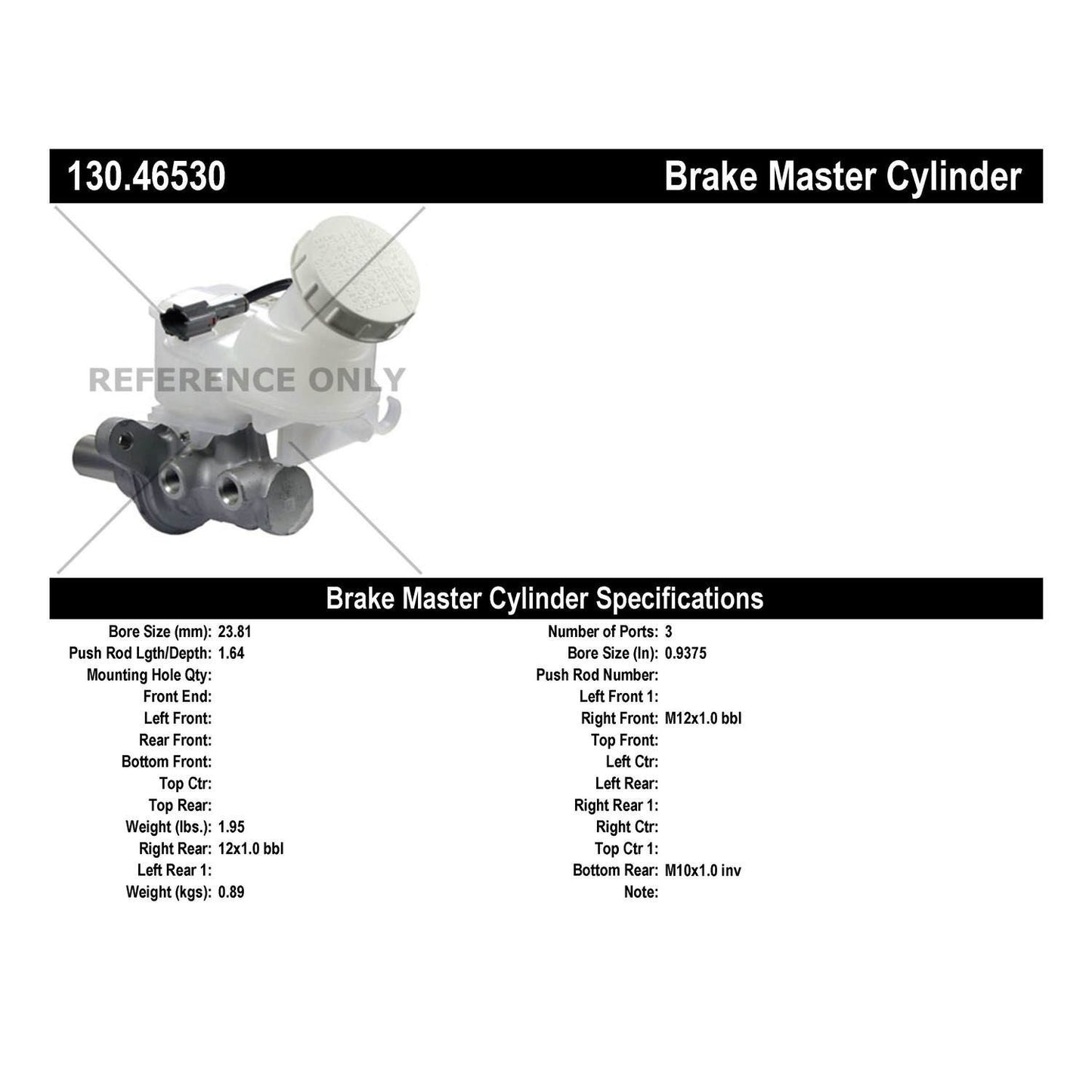 Centric Parts Premium Brake Master Cylinder 130.46530