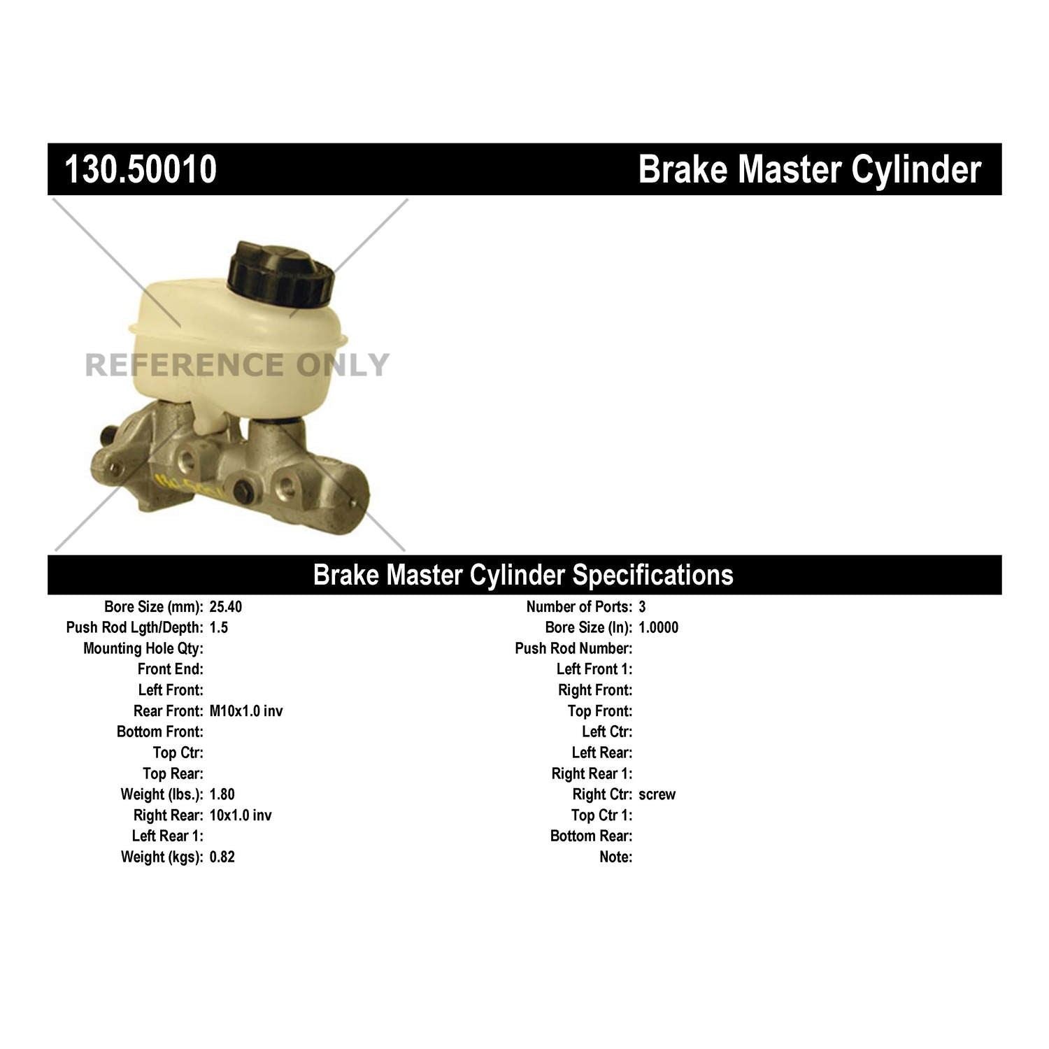 Centric Parts Premium Brake Master Cylinder 130.50010