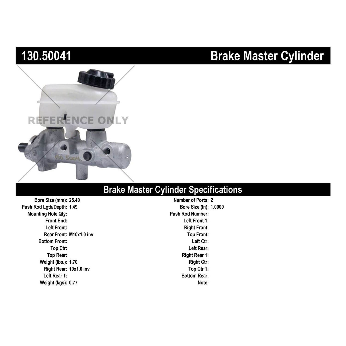 Centric Parts Brake Master Cylinder Premium 130.50041