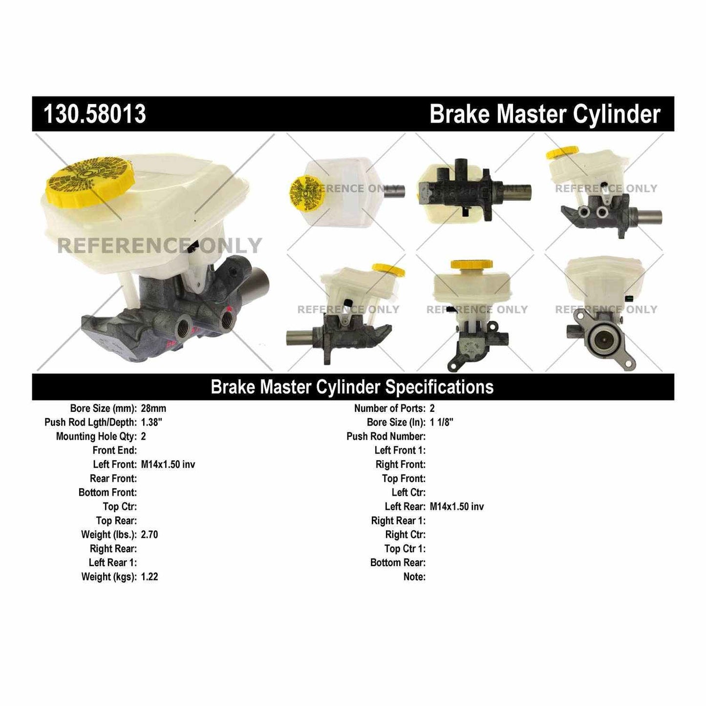 Centric Parts Brake Master Cylinder for 2017-2020 Dodge Durango Jeep Grand Cherokee 130.58013