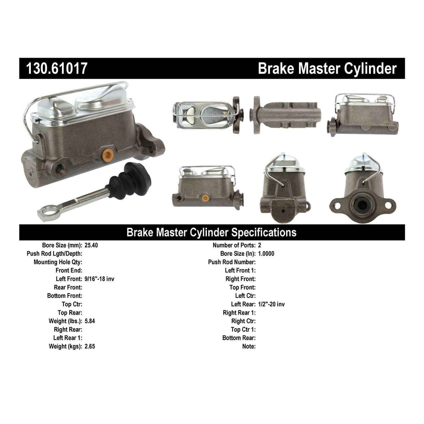 Centric Parts Premium Brake Master Cylinder for 1967-1972 Ford Country Sedan Squire Custom Galaxie LTD Mustang Ranch Wagon Mercury Brougham 130.61017