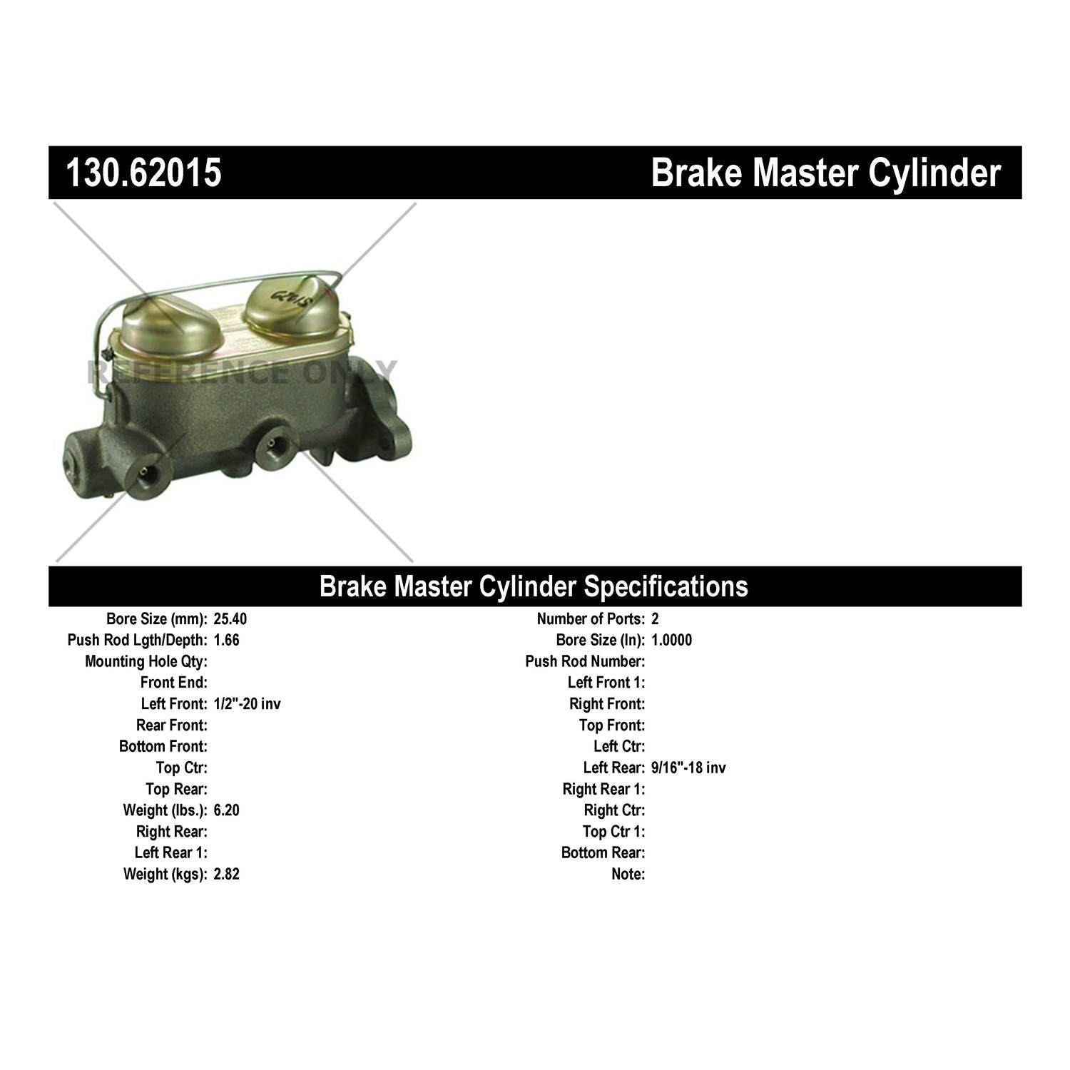 Centric Parts Premium Brake Master Cylinder 130.62015