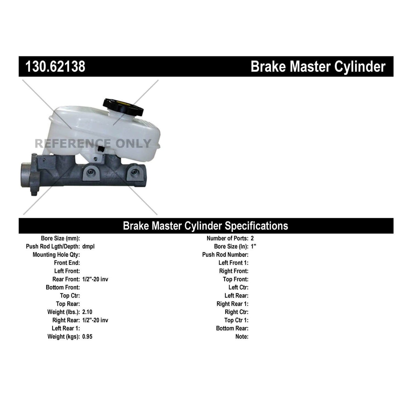 Centric Parts Premium Brake Master Cylinder 130.62138