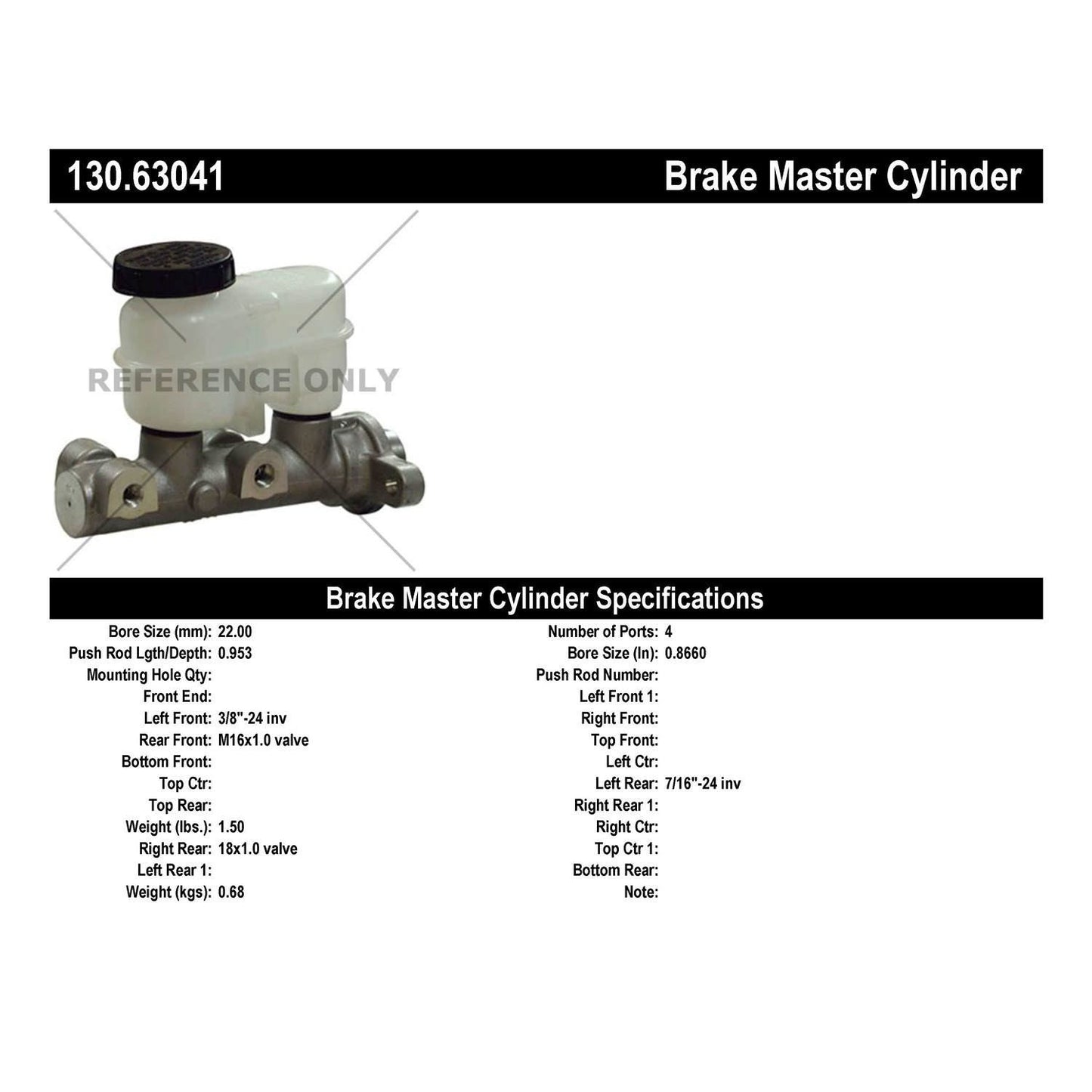 Centric Parts Brake Master Cylinder 130.63041